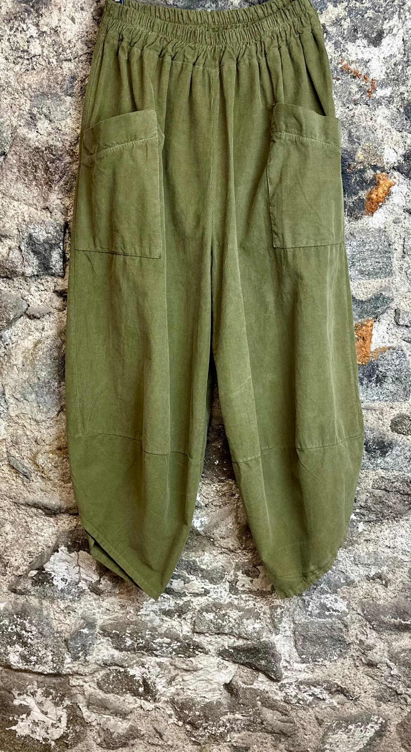 “Toni “ sage forest green Italian pin corduroy cocoon cullottes