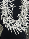 Textile ivory fabric statement neckpiece