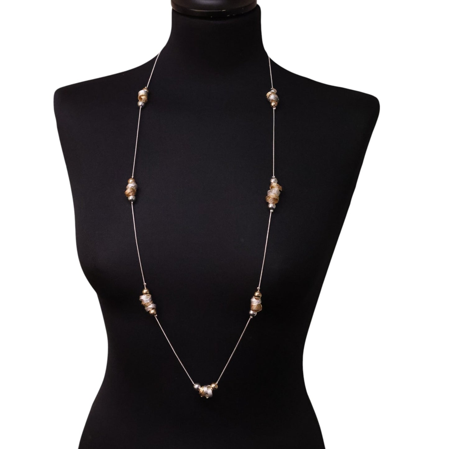 Textured beads long statement neckpiece