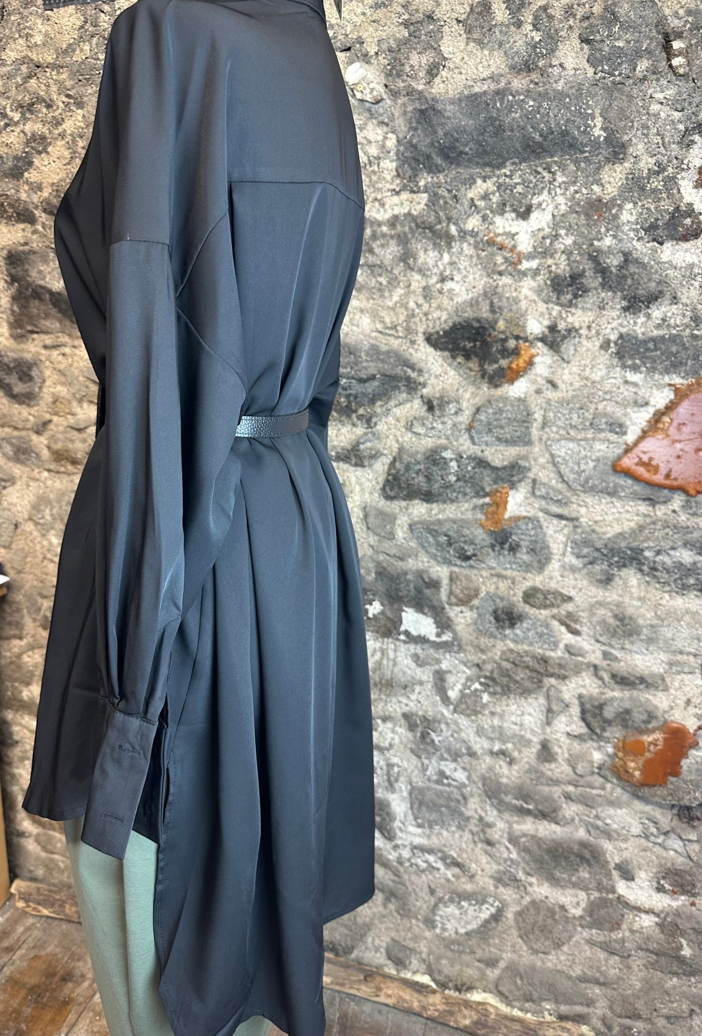 “Mabel “ Ebony Italian hi lo dress shirt