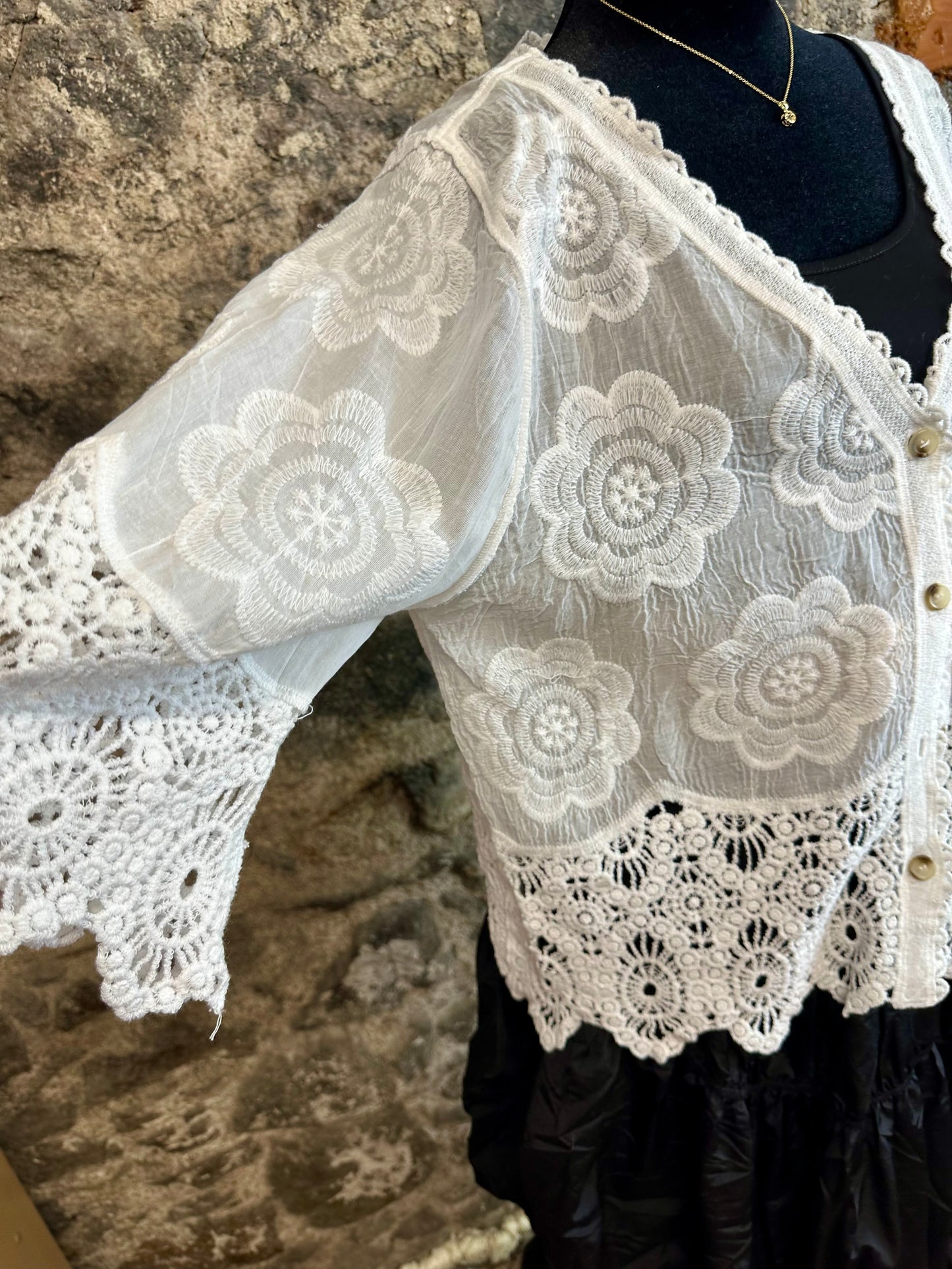 “Stevie  “ ivory crochet Italian cover up
