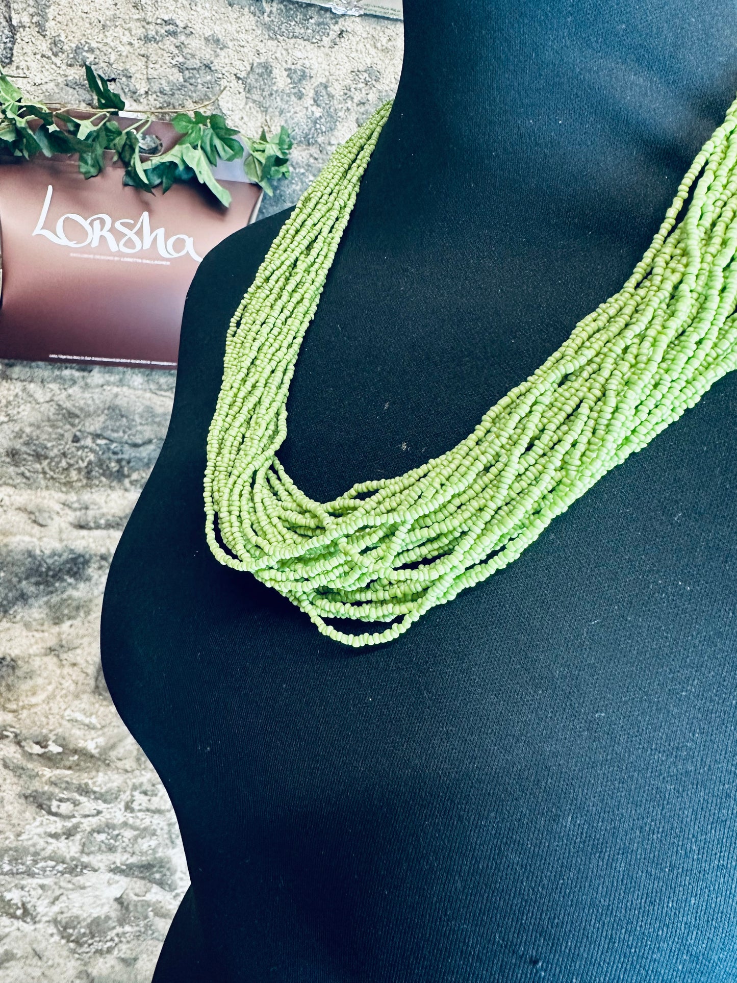 Statement acid green multi strand neckpiece