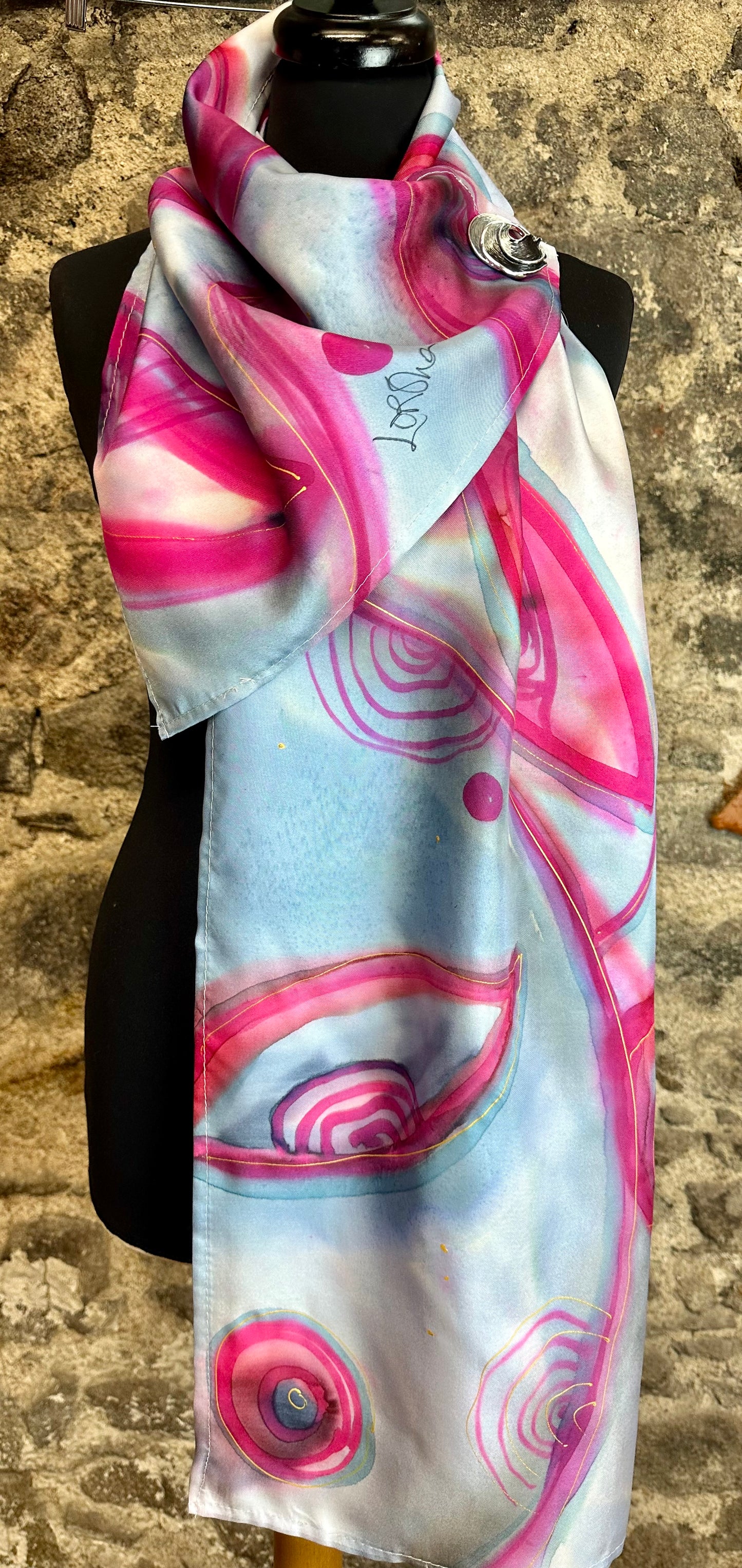 Lorsha individually Handpainted silk scarf