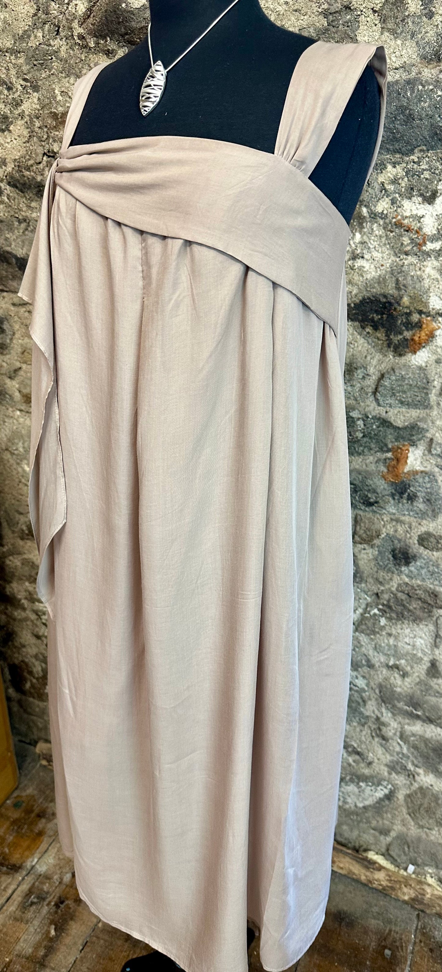 “Marguerite “ mocha Italian cotton lined midi dress