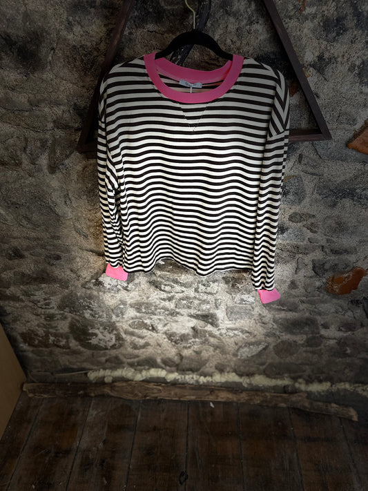 “Misty “ chocolate brown and bright pink Italian casual sweatshirt