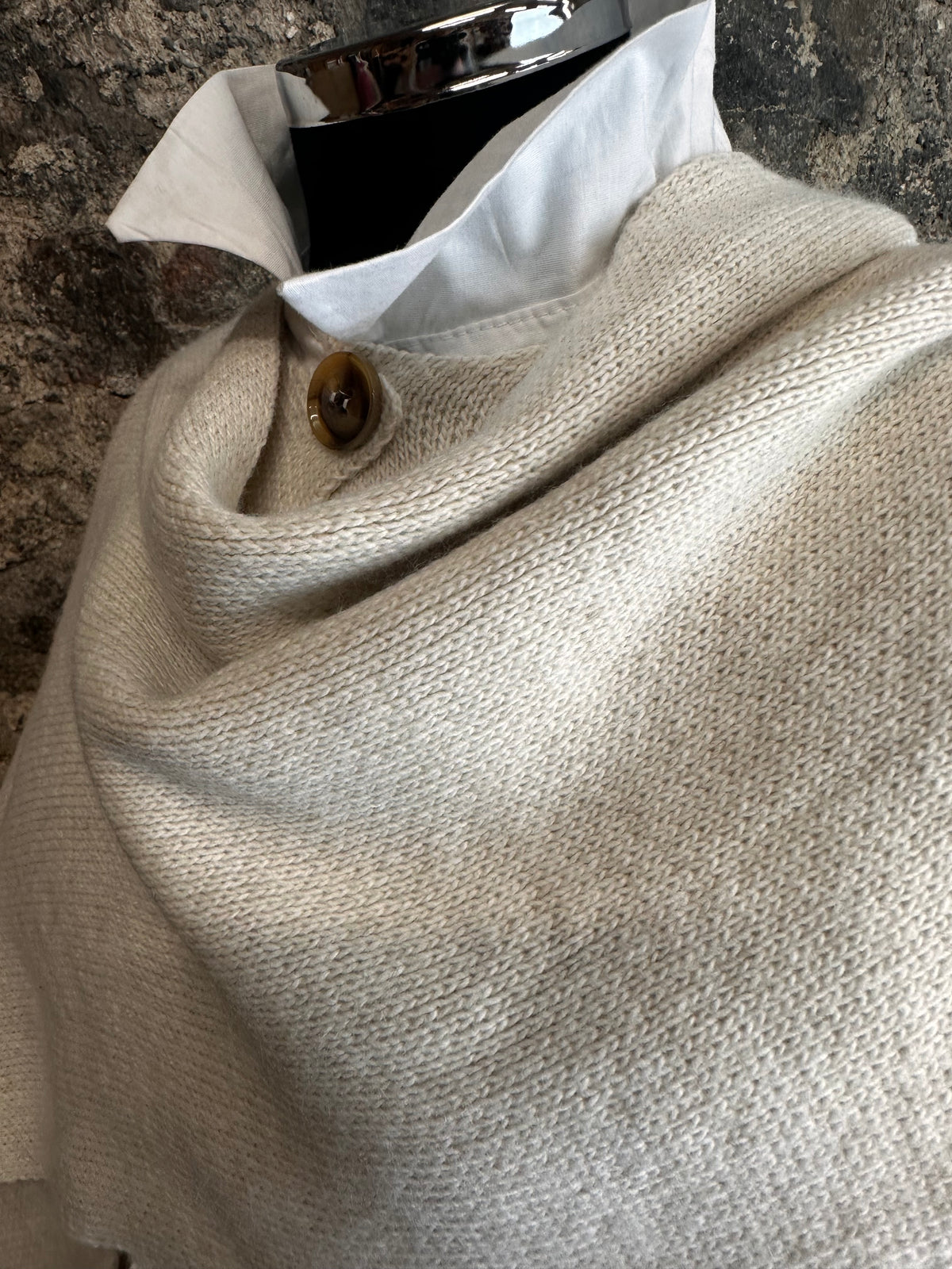 “Larissa” oatmeal Italian scarf wrap cardi