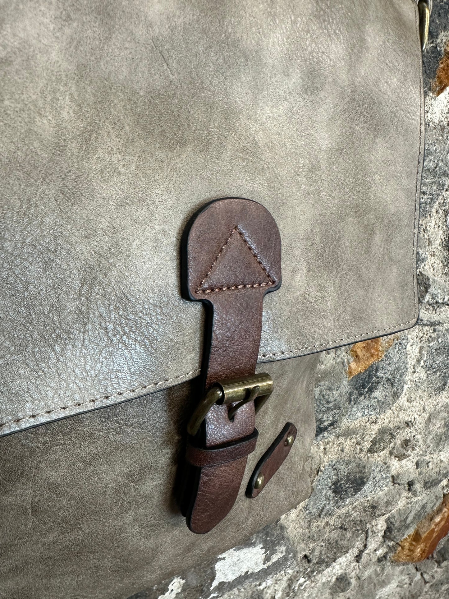 “Maggie “ mocha vegan crossbody satchel