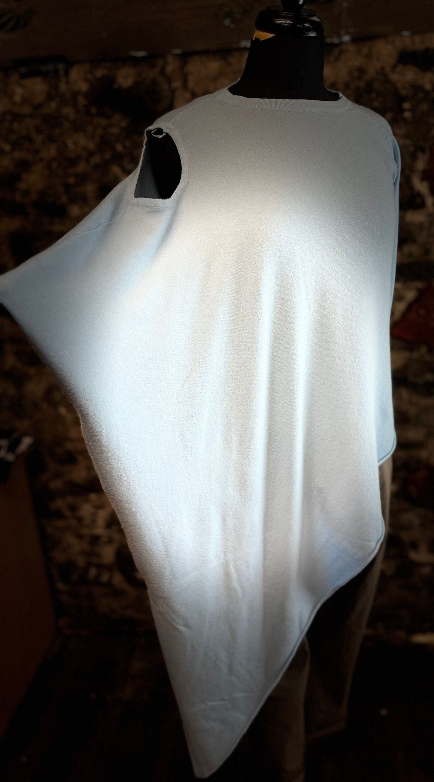 “Frankie “ powder blue asymmetric Italian  knit jumper