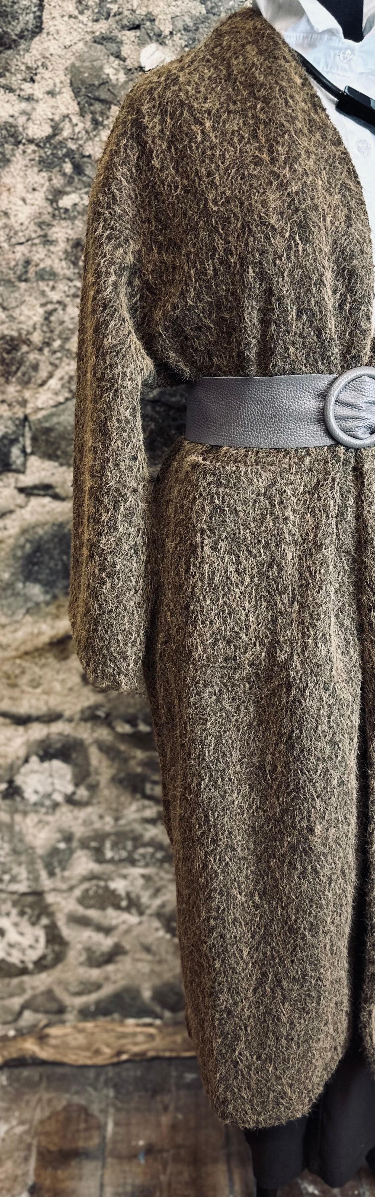 “Kiera “bronze chocolate fleck Italian kimono super cosey full length shacket