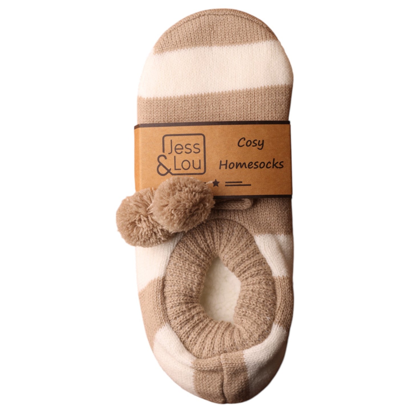 Taupe and cream cosey slippers