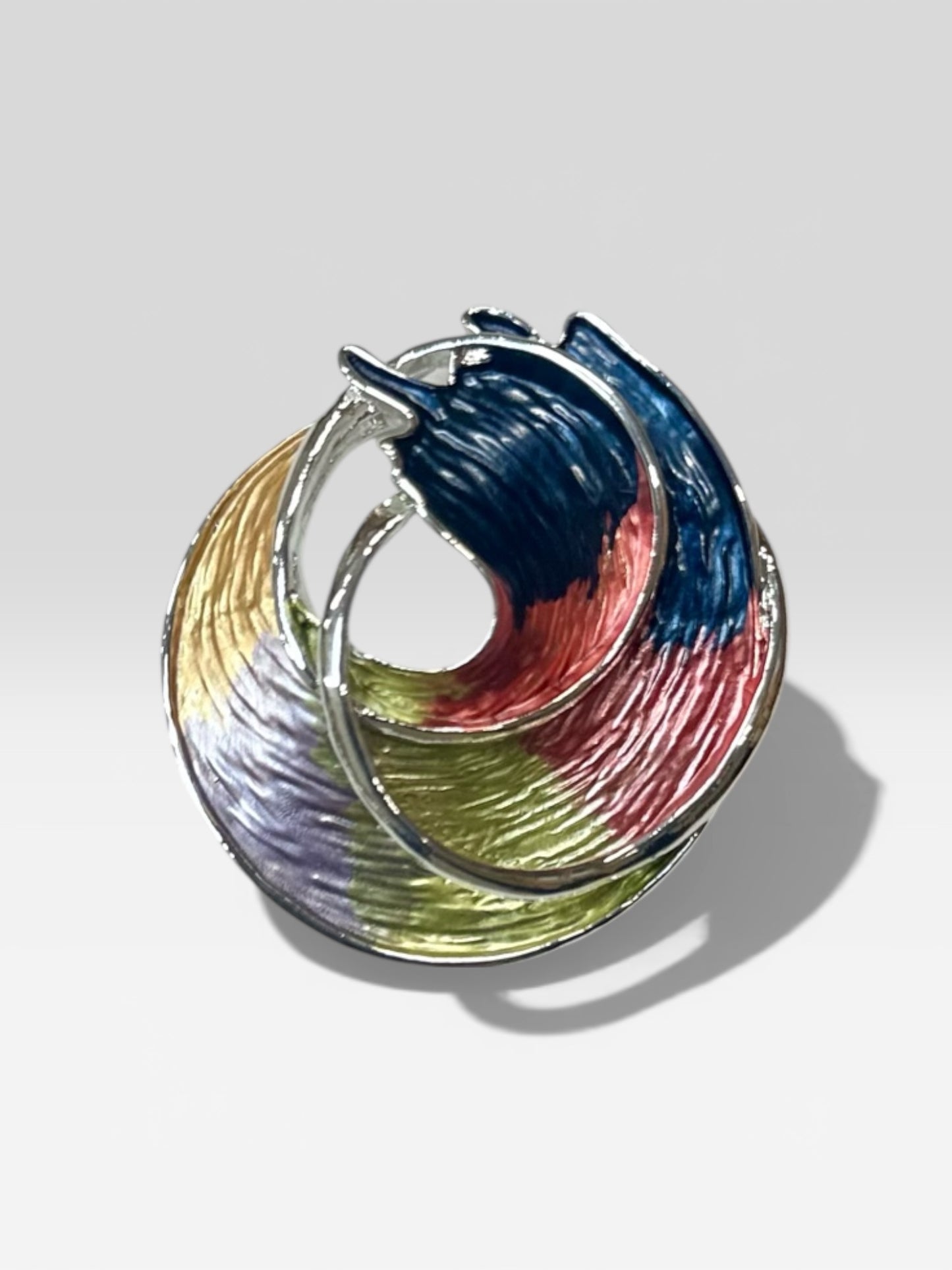 Multi colour Celtic wave magnetic brooch