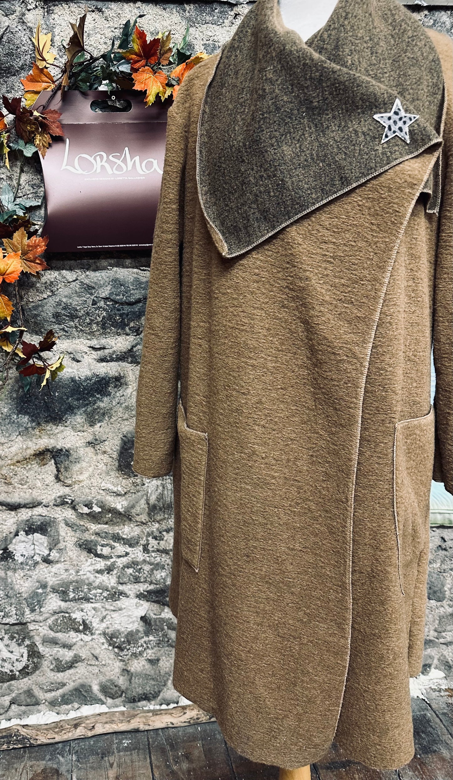 “Hunter “ Italian wool mix walking coat orchre