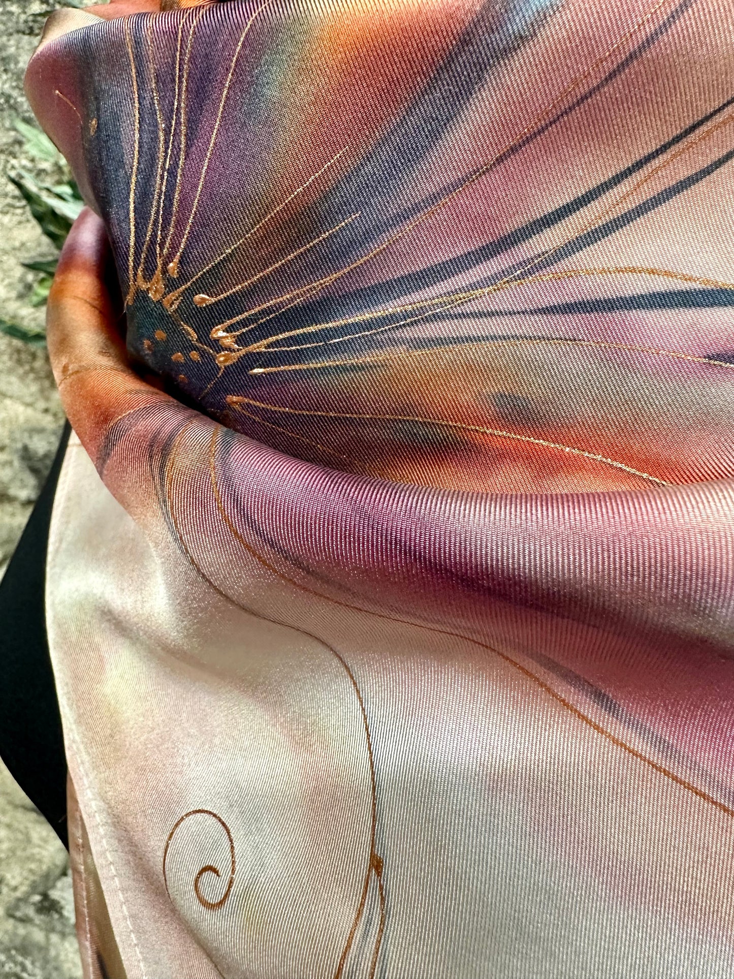 Lorshadesign Handpainted twill silk scarf