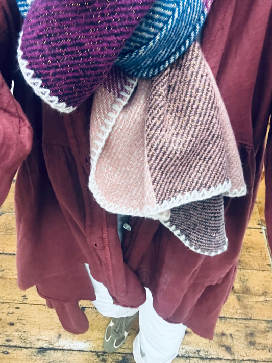 “Cosey blanket stitch large wrap “