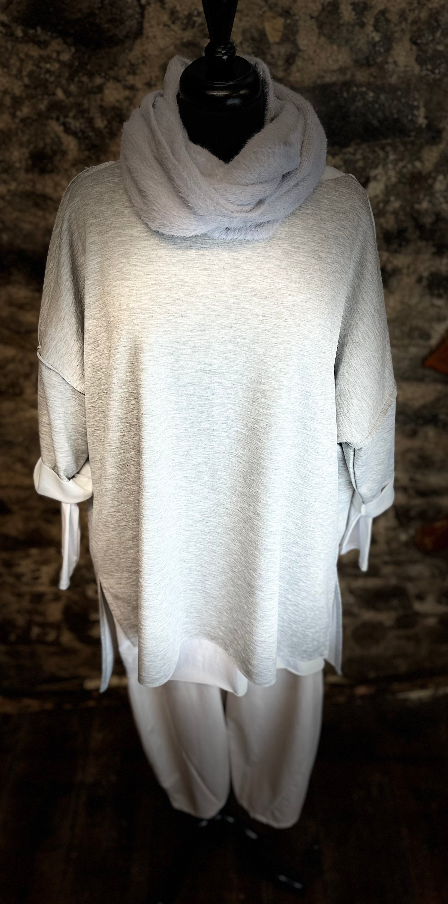 “Erica “ relaxed fit seamed sweatshirt dove grey