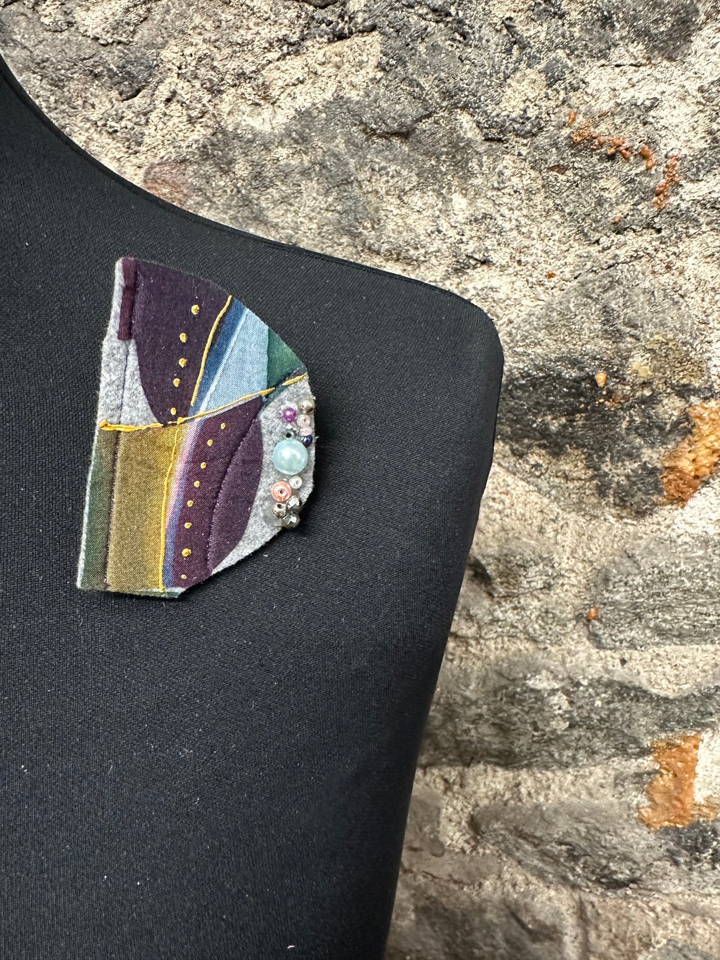 Lorsha design Handpainted silk brooch pin