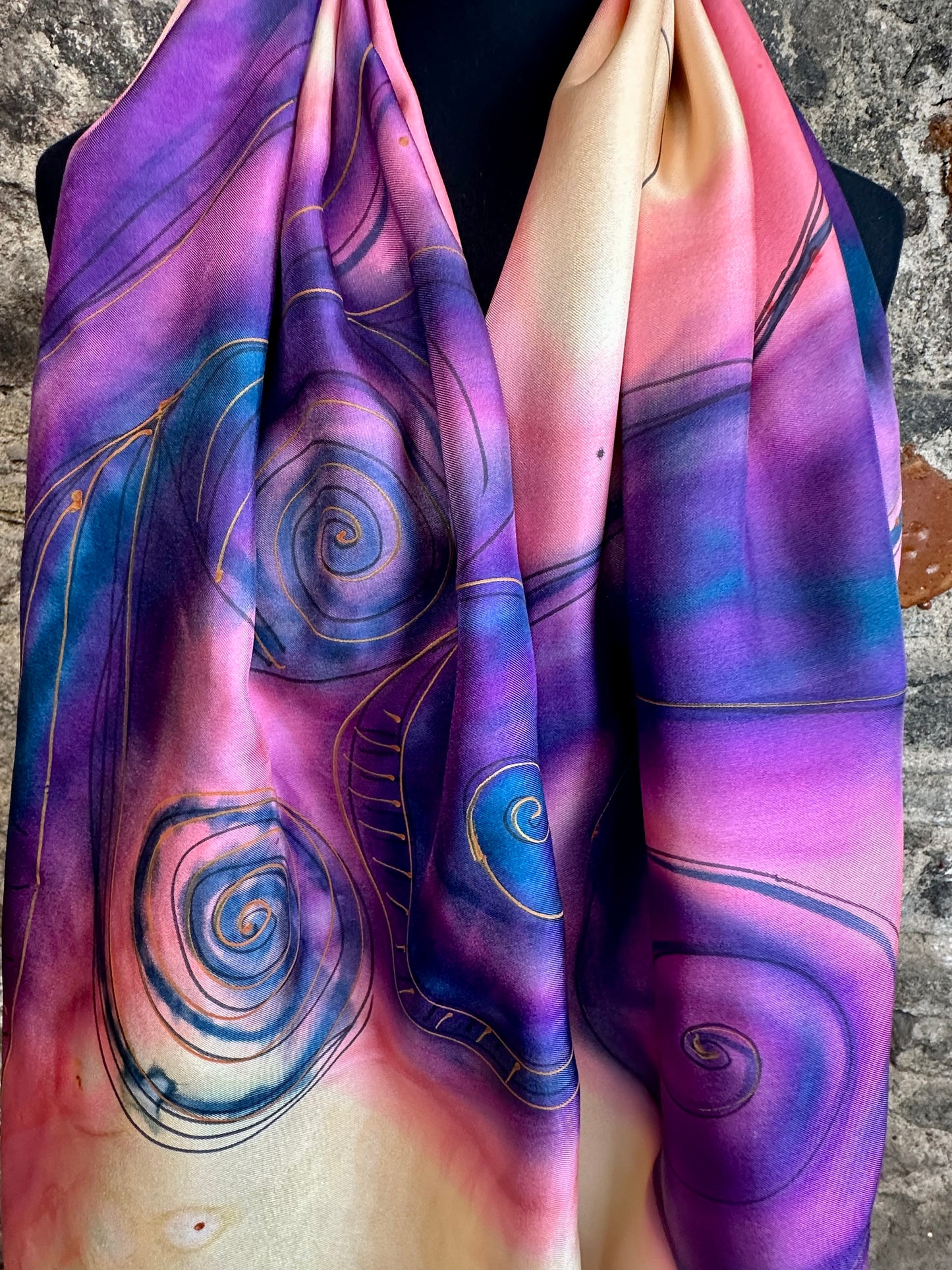 Lorsha Handpainted twill silk scarf