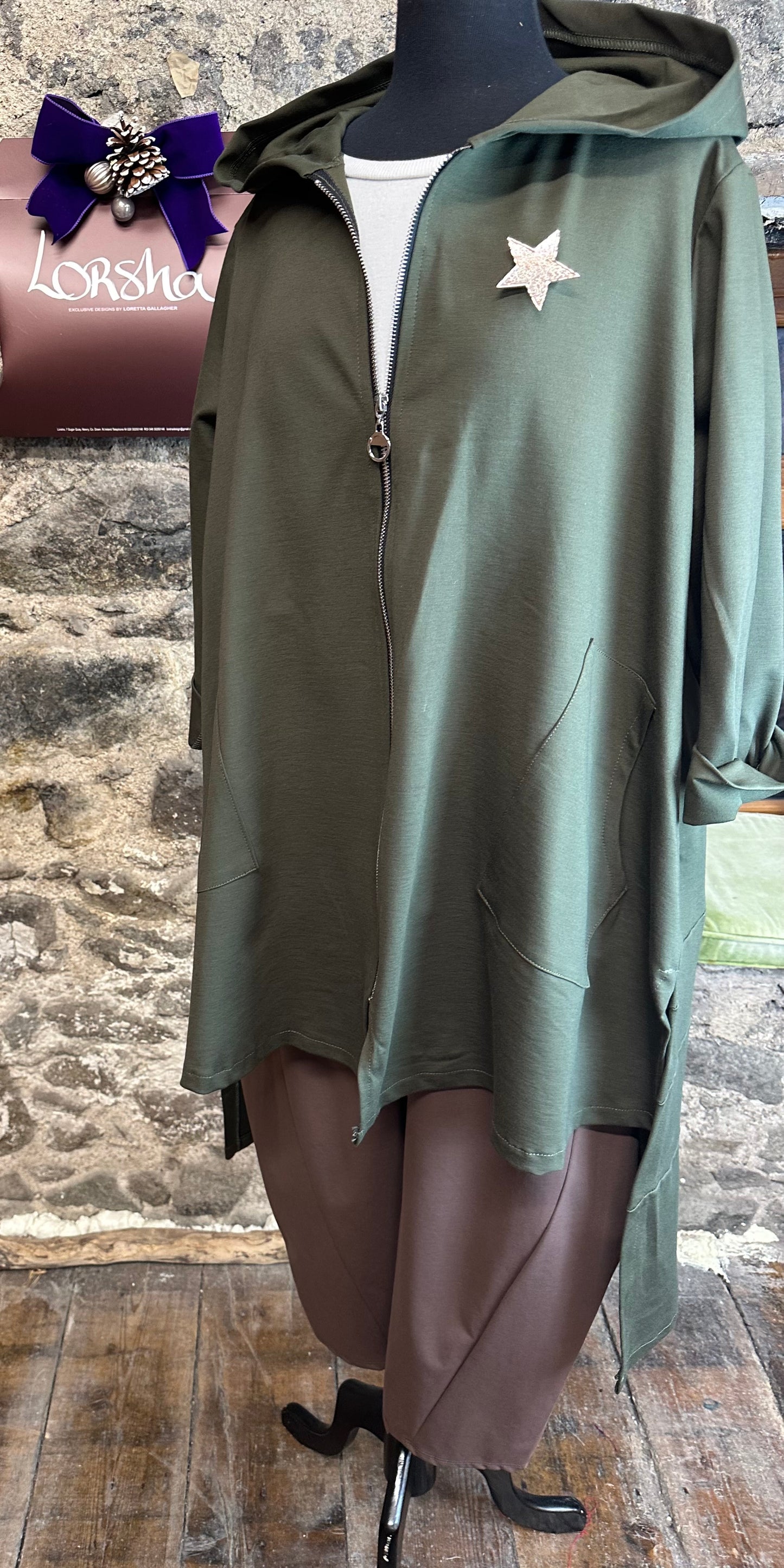 “Jane” Forest Green Italian hi lo dress coat