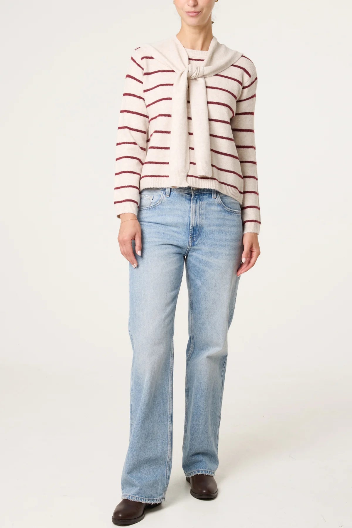 “Sienna “ burgundy and cream italian knit with detachable collar