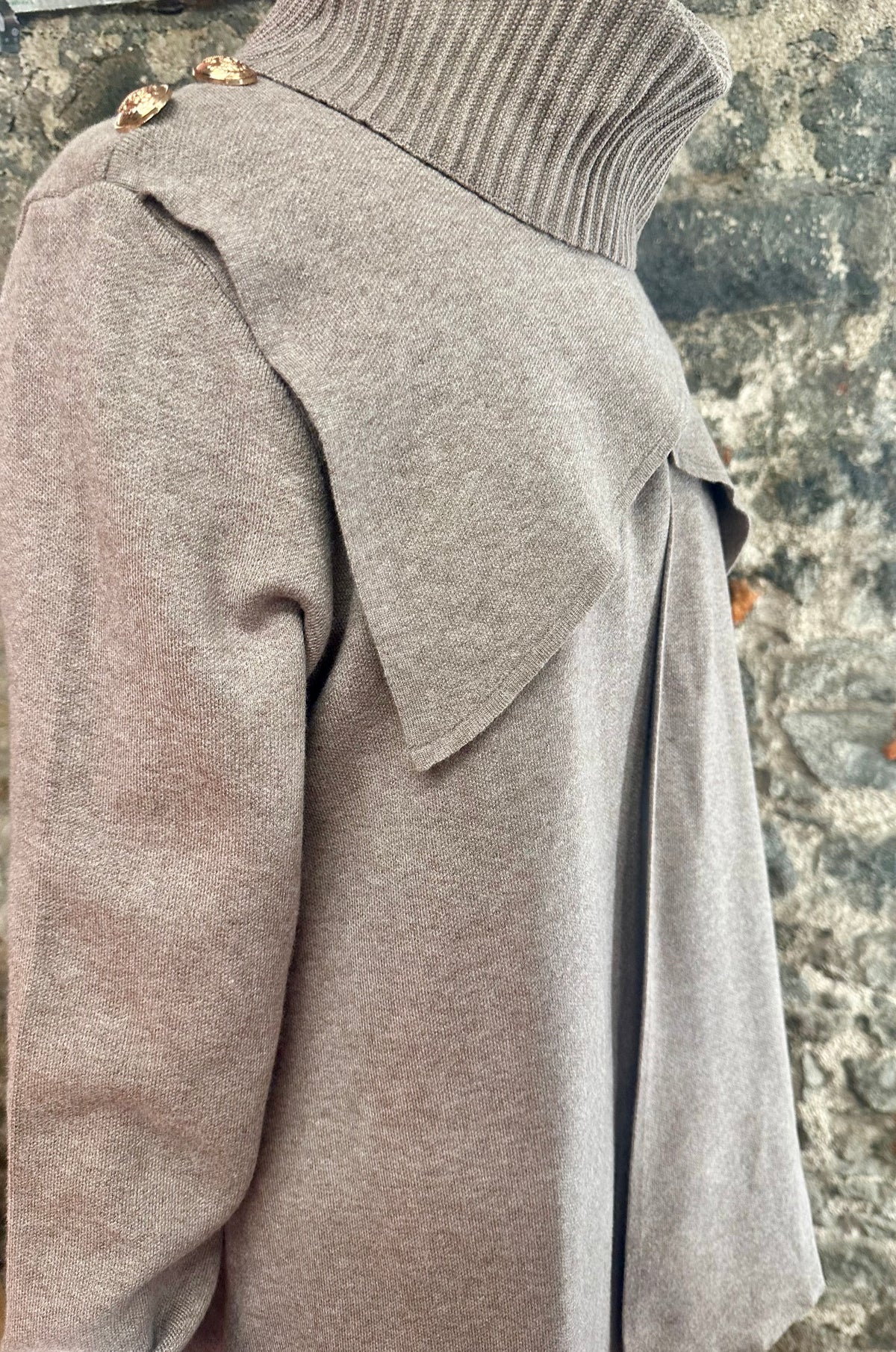 “Rosie “mocha cowl neck cape Italian knit