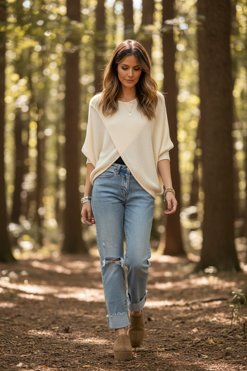“Sadie “ cream Italian crossover knit