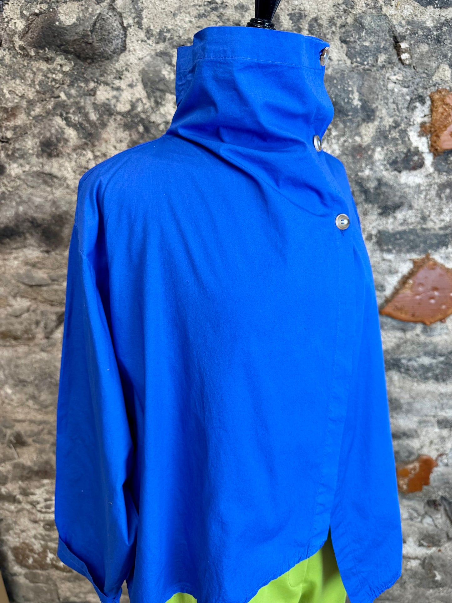 “Suzie ” cobalt blue lightweight Italian funnel neck jacket