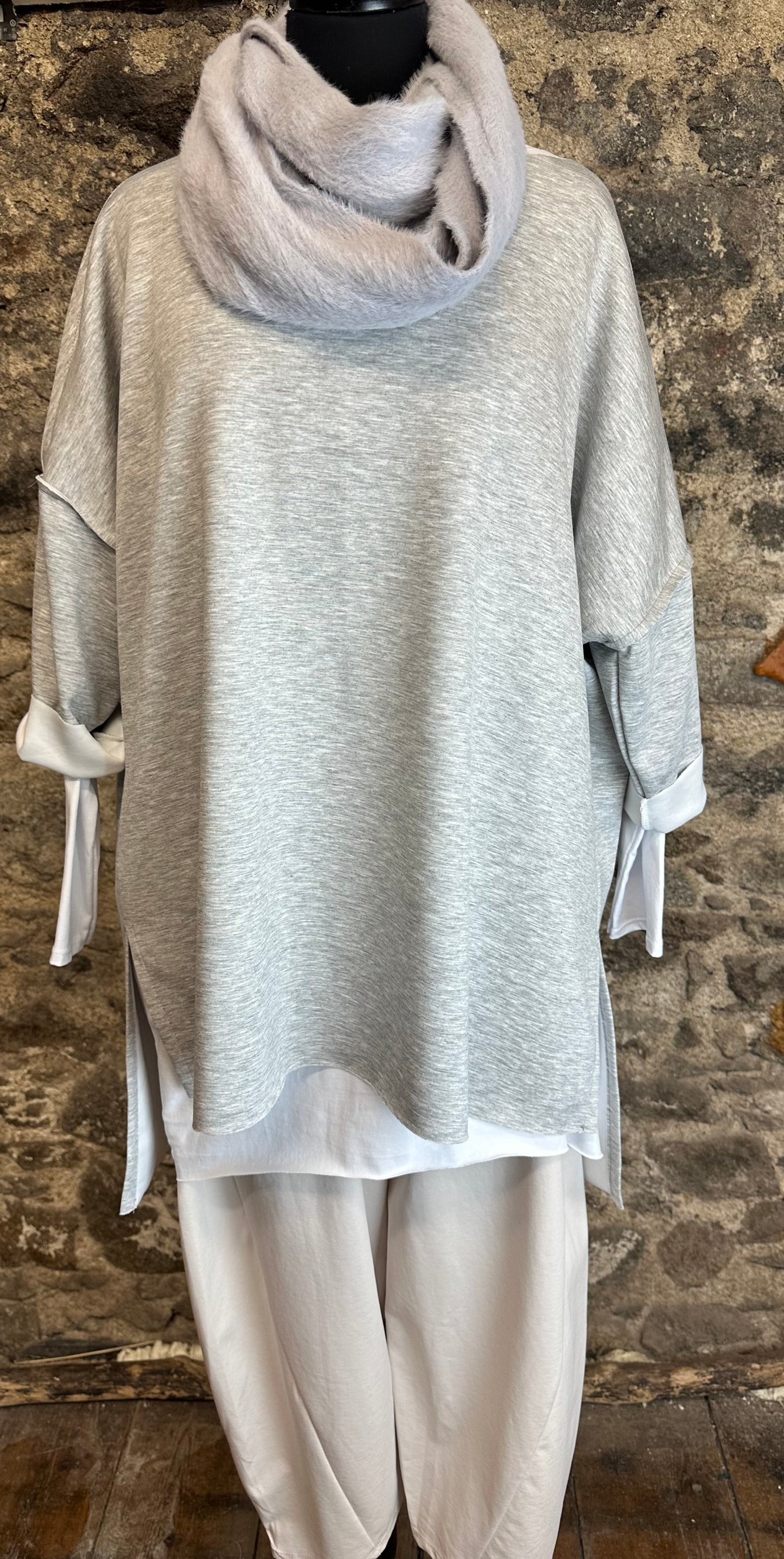 “Erica “ relaxed fit seamed sweatshirt dove grey