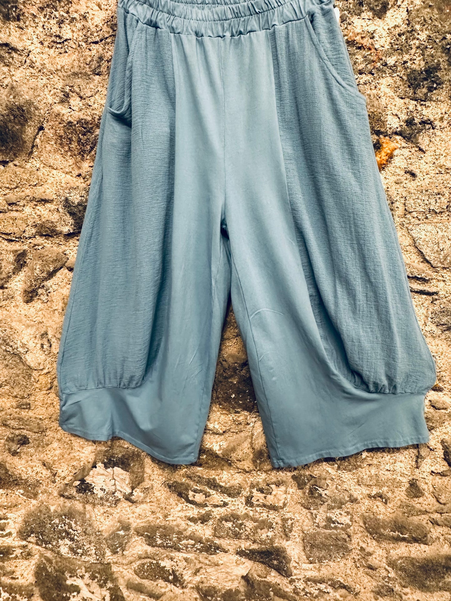 “Florence” cloudy blue Italian linen /cotton culottes