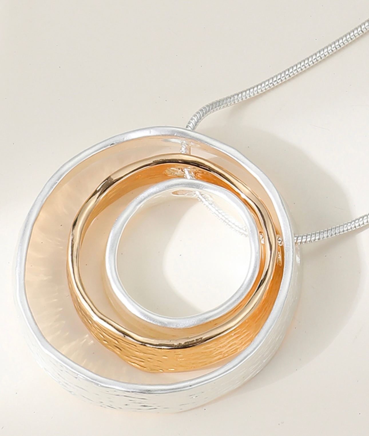 Interlinked circles silver and gold plated neckpiece