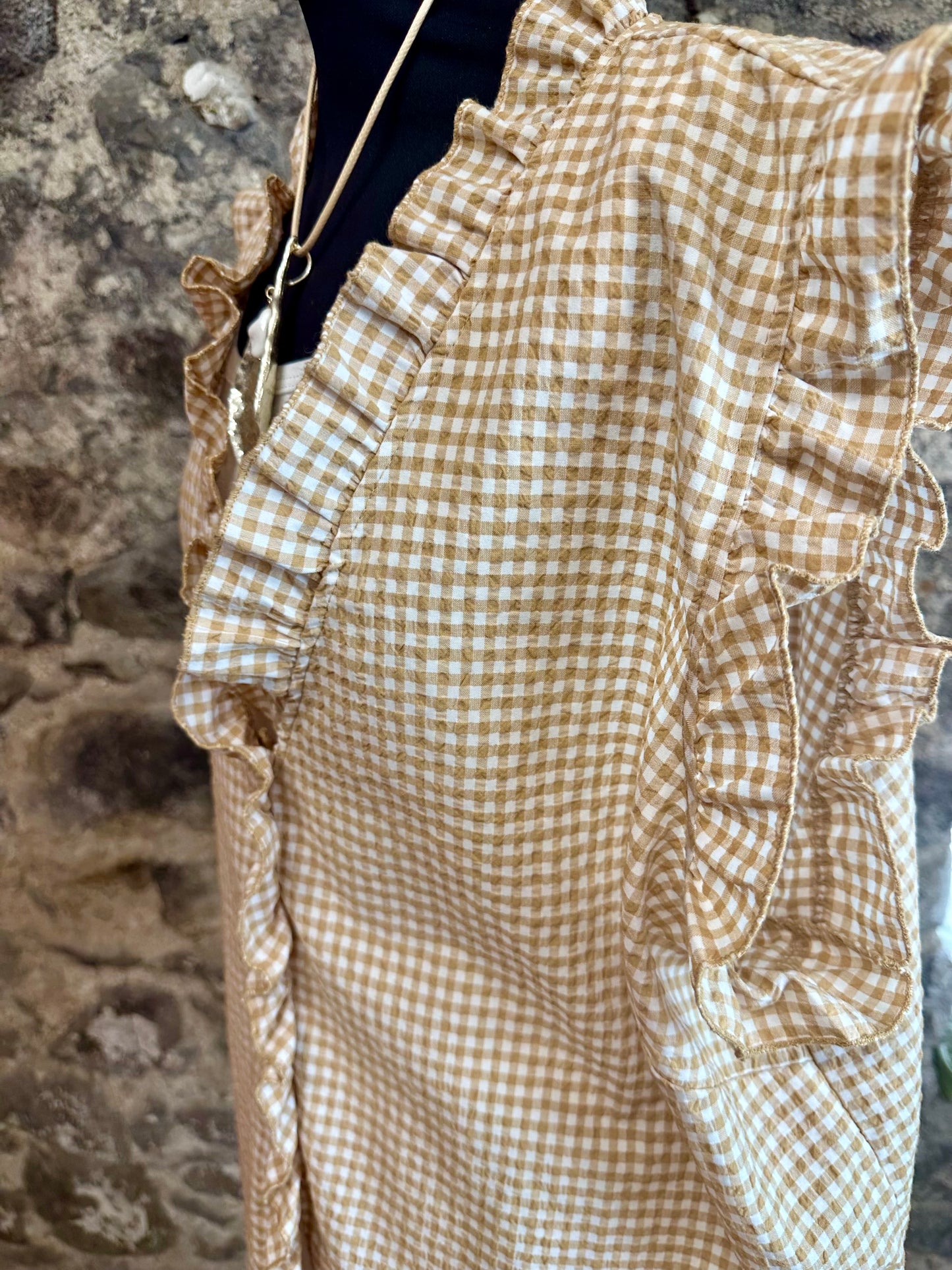 “Rosie “ gingham gold and white Italian tunic