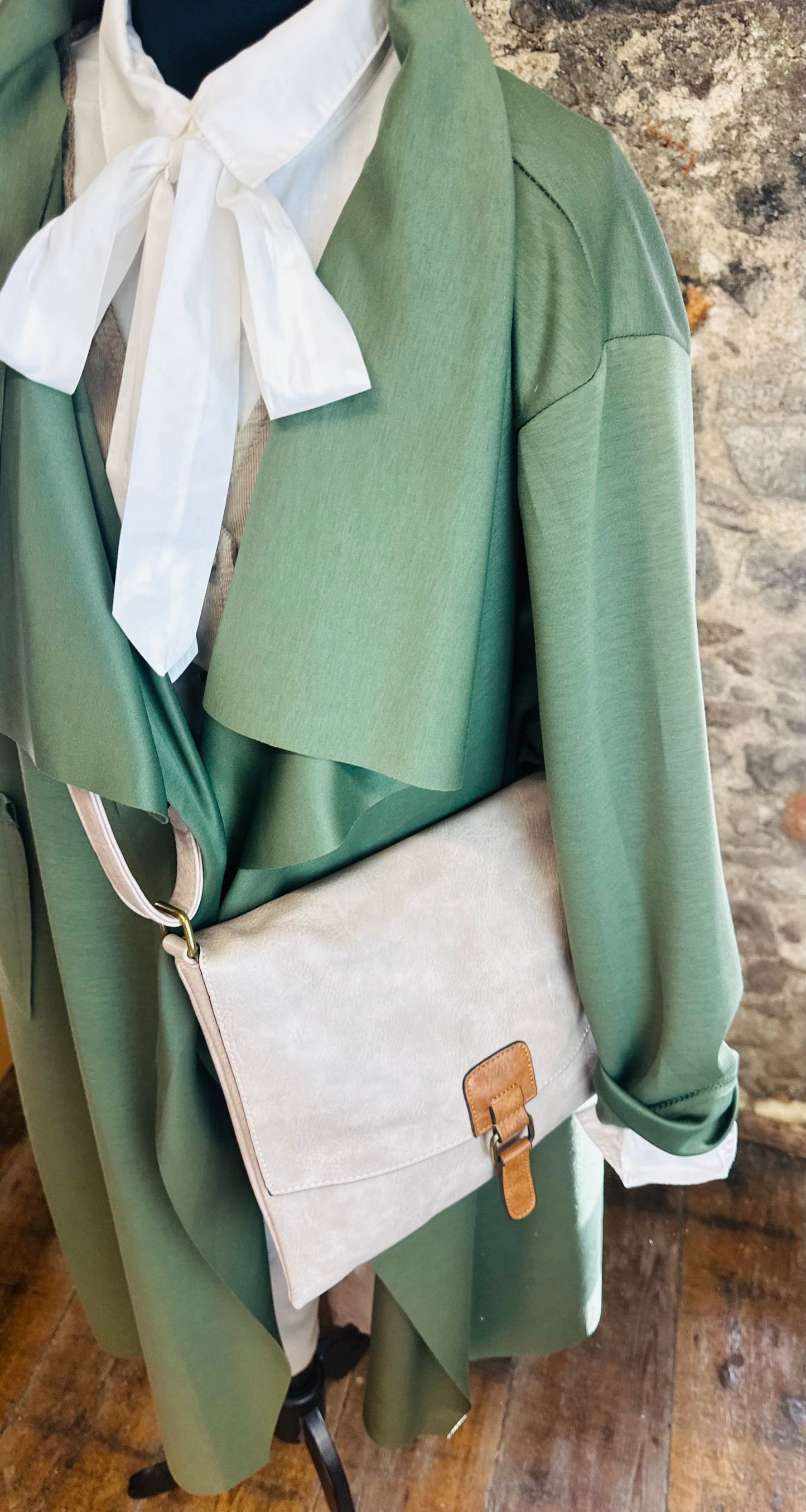 Olivia forest green Italian waterfall jacket