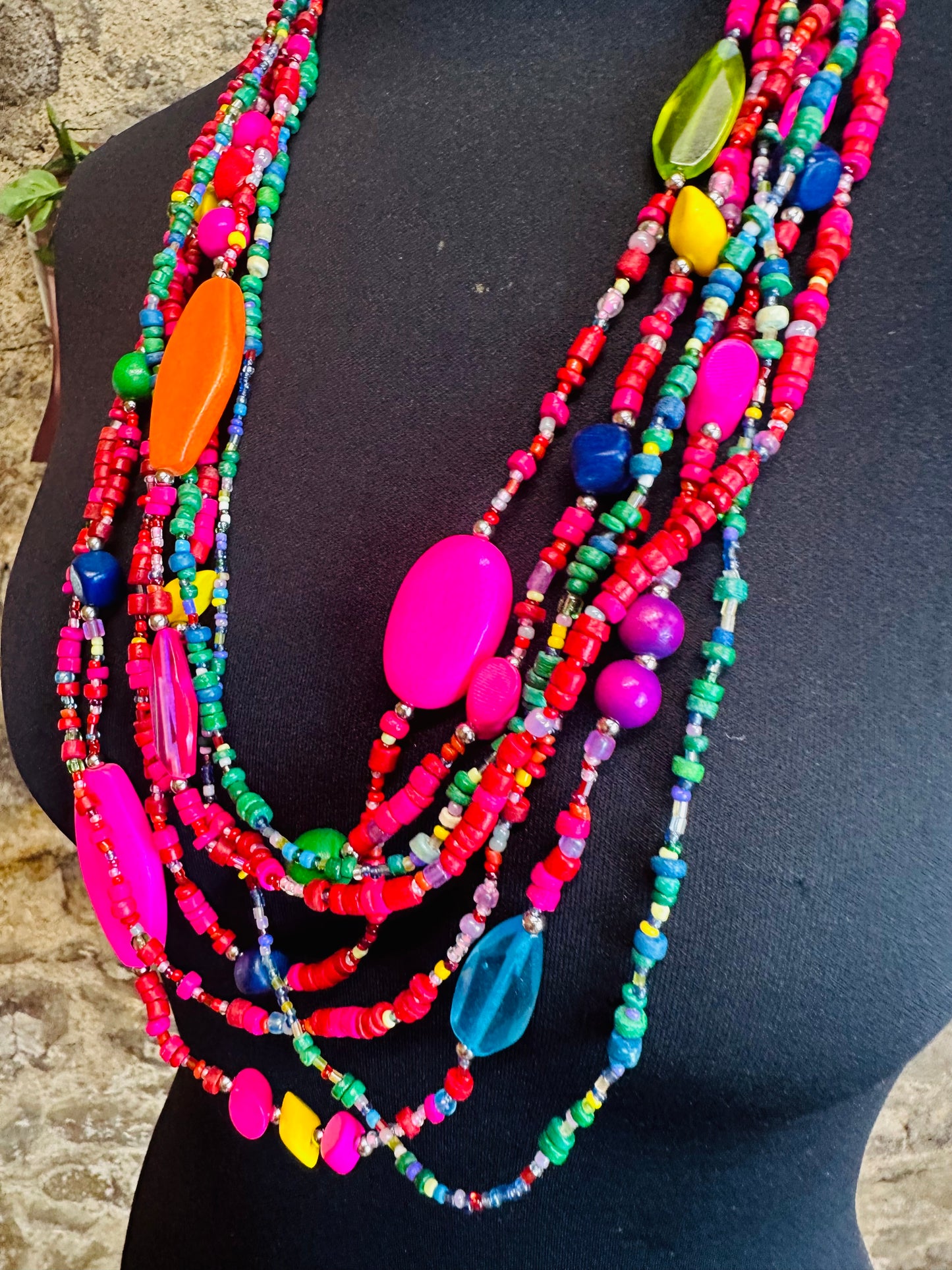 Multi strand statement colourburst neckpiece