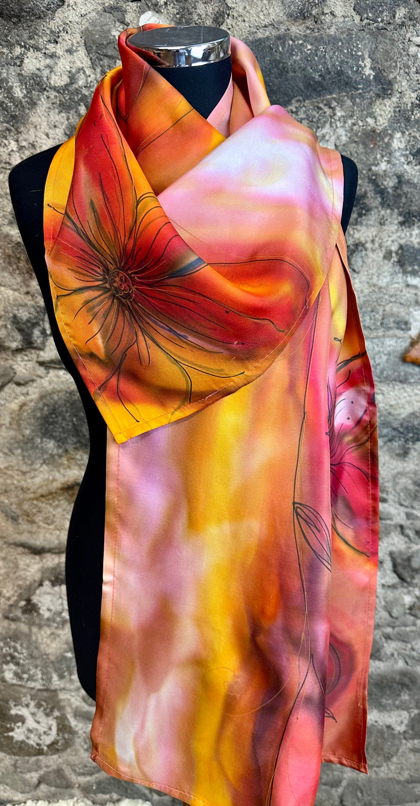 Lorsha Handpainted silk scarf