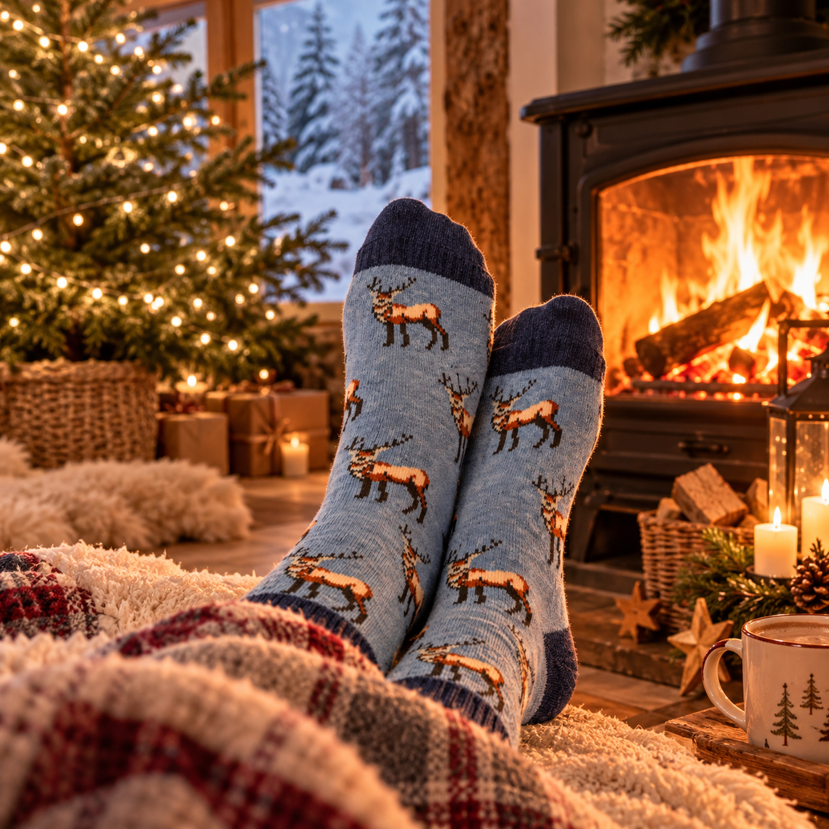 “Little reindeer “ blue cosey socks