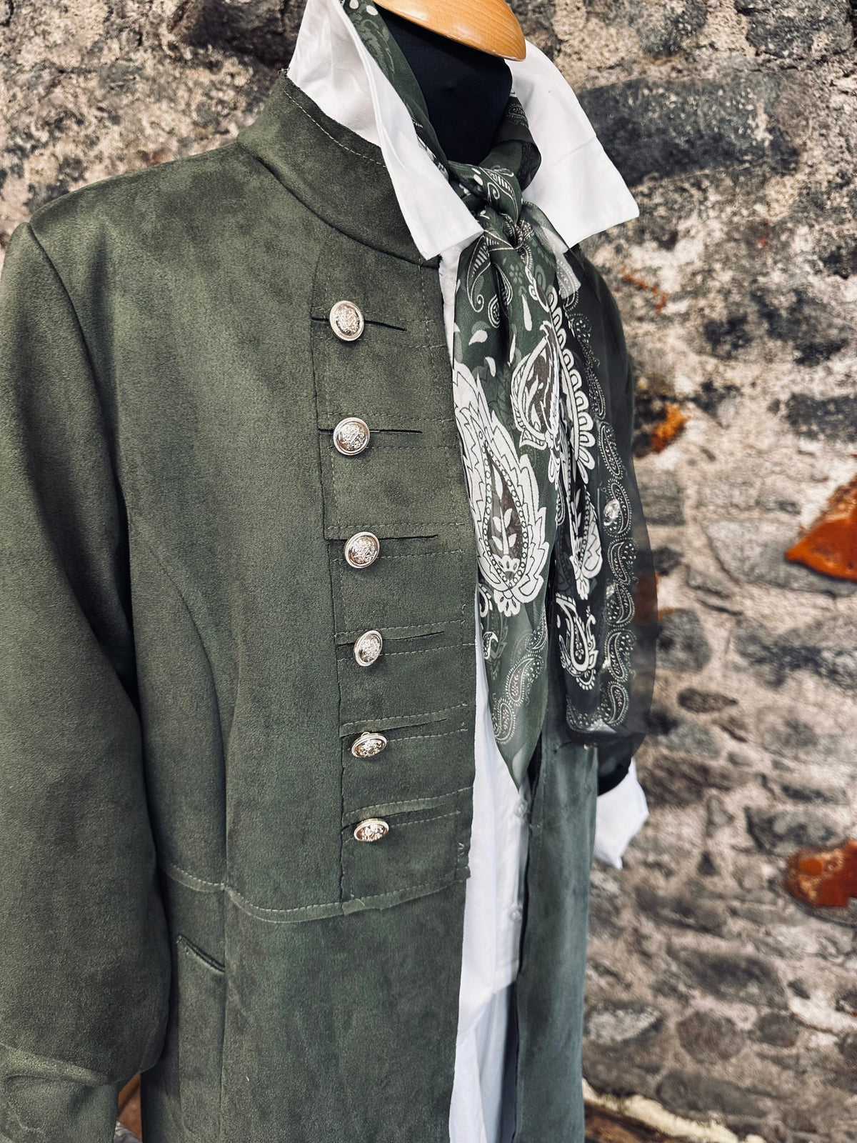 “Freida “ forest green faux suede jacket