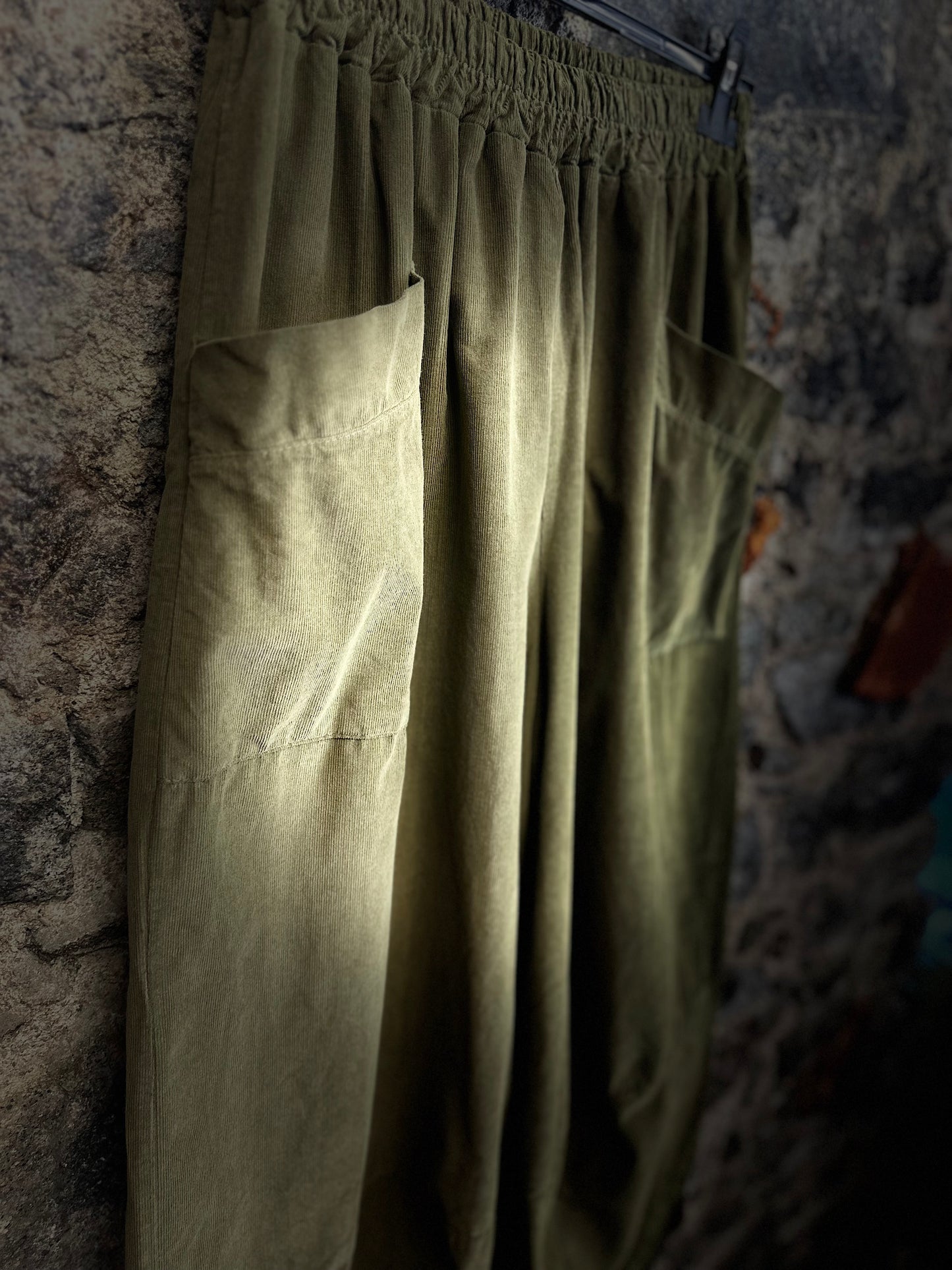 “Toni “ sage green Italian needle corduroy cocoon cullottes