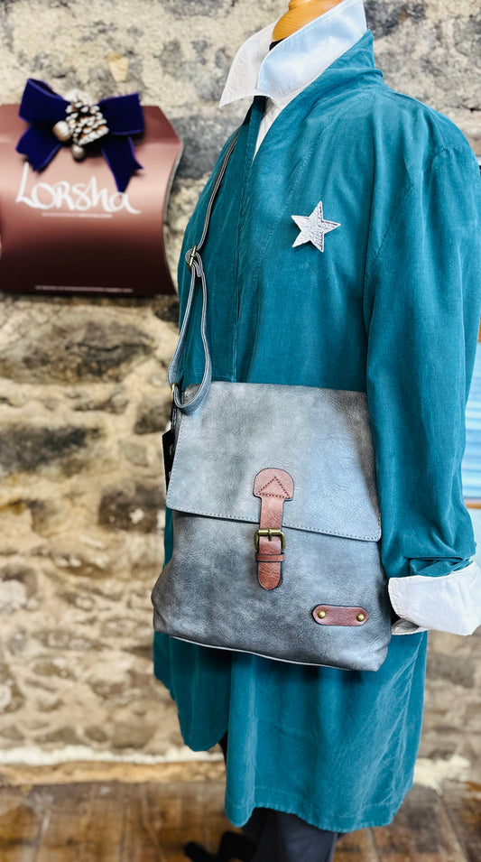 “Maggie”slate grey  vegan crossbody satchel