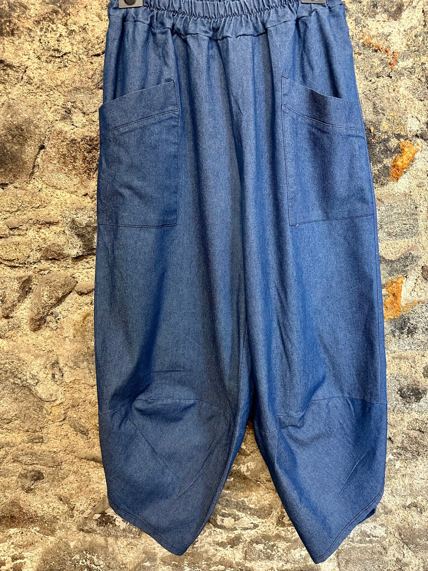 “Reavey “ Italian indigo denim chambray cocoon joggers