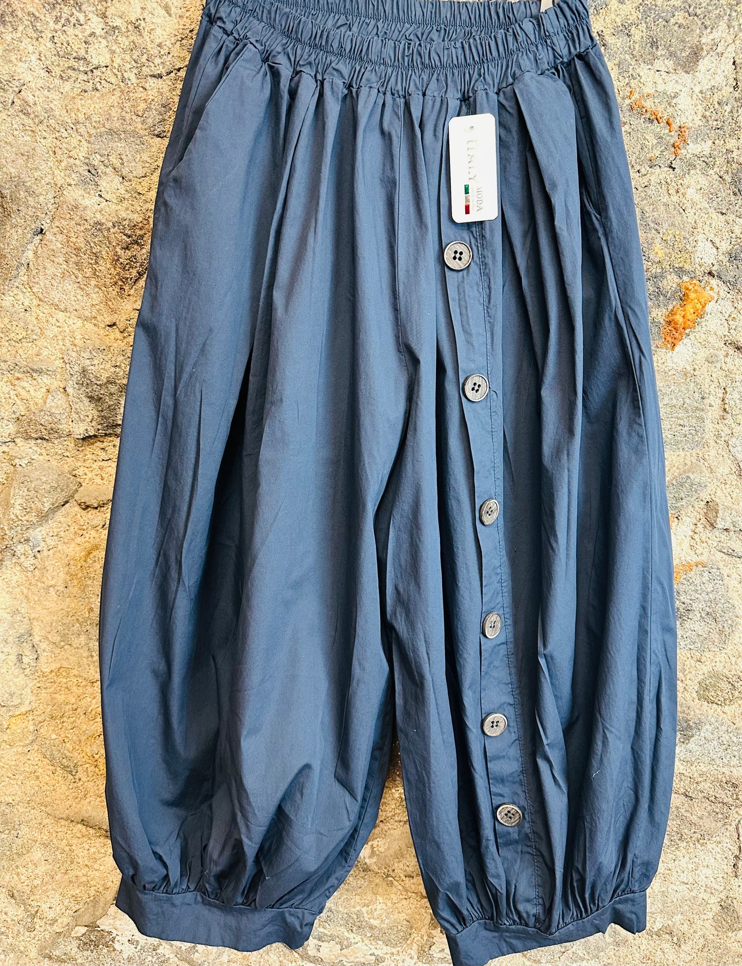 “Charlotte “ indigo navy Italian button trouser
