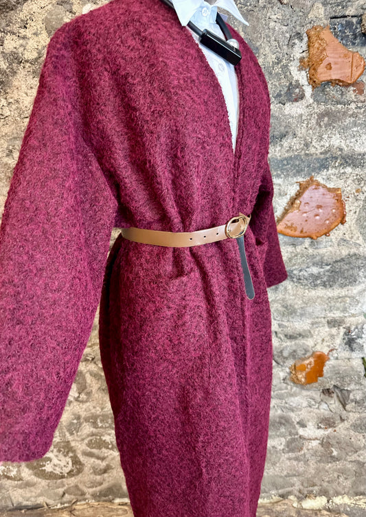 “Kiera “ Italian Bordeaux super cosey kimono full length shacket