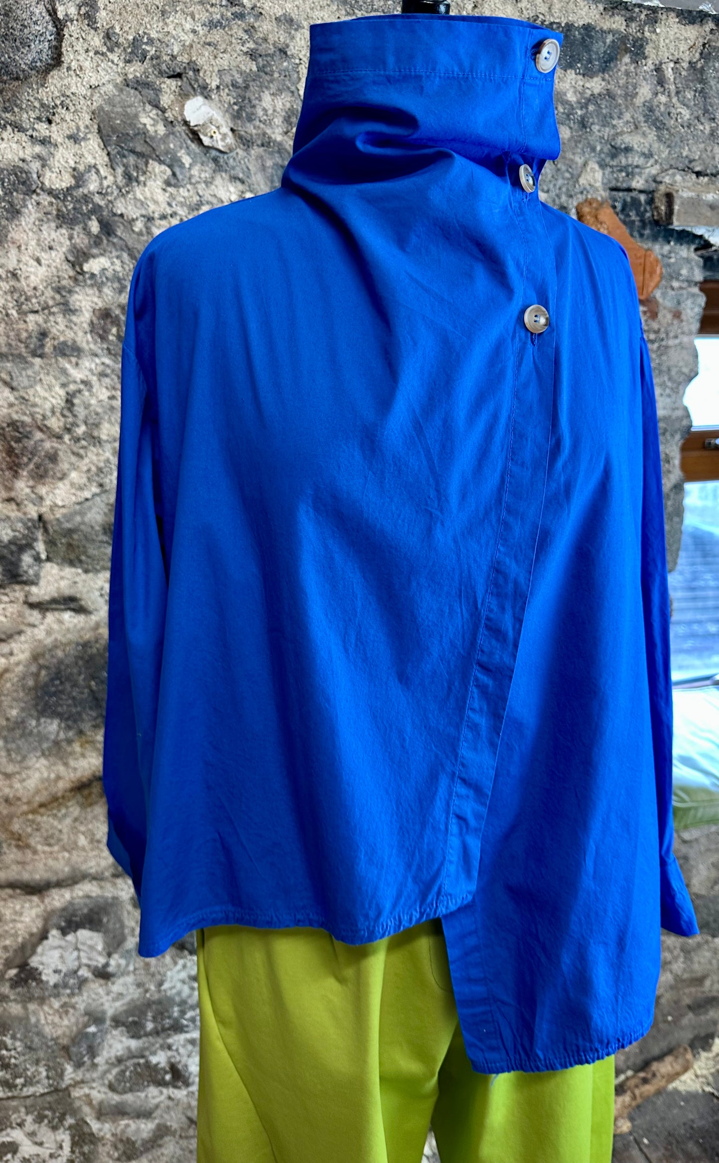 “Suzie ” cobalt blue lightweight Italian funnel neck jacket