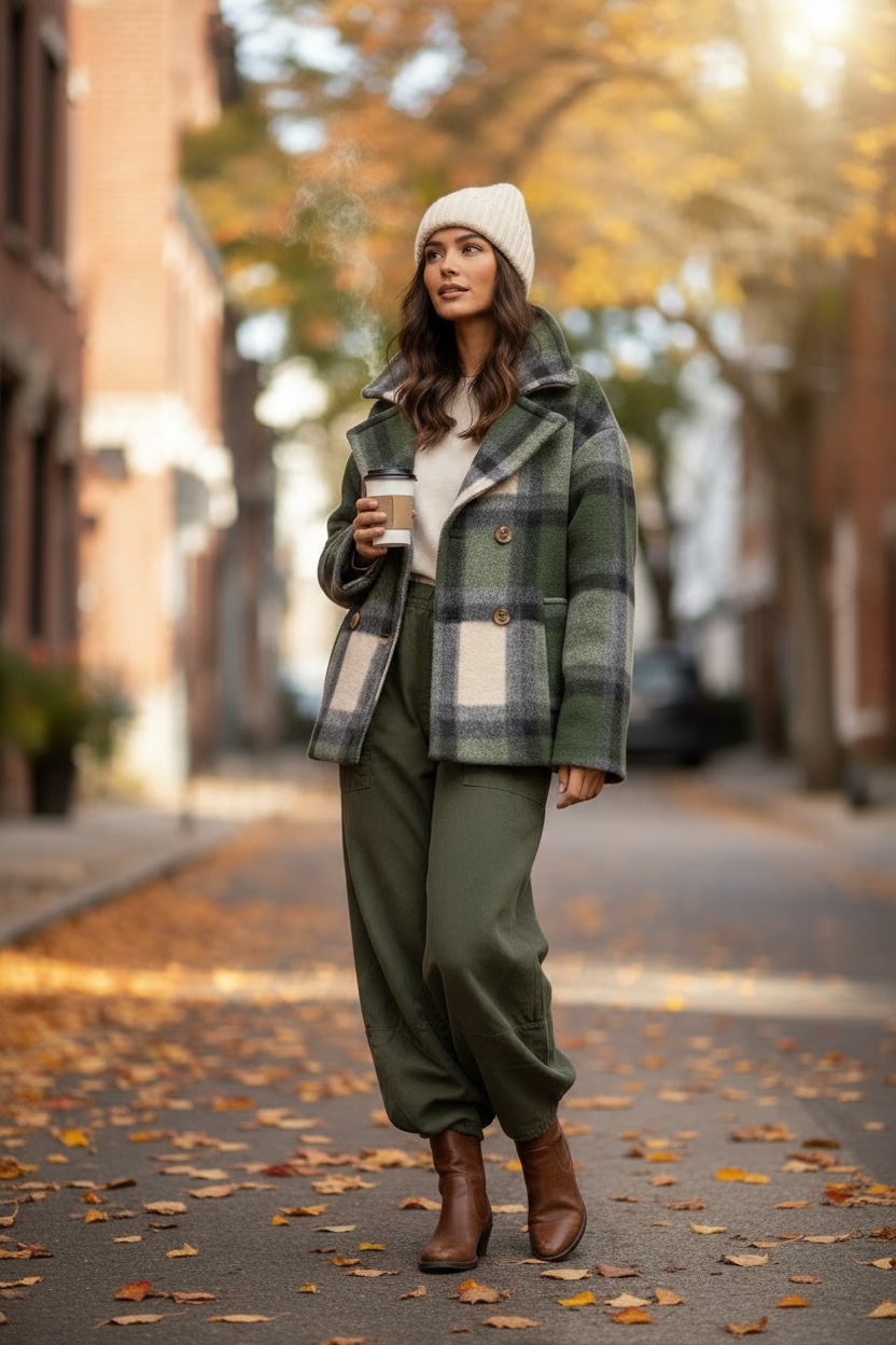 “Rita” Forest 🌳 Italian check shacket coat