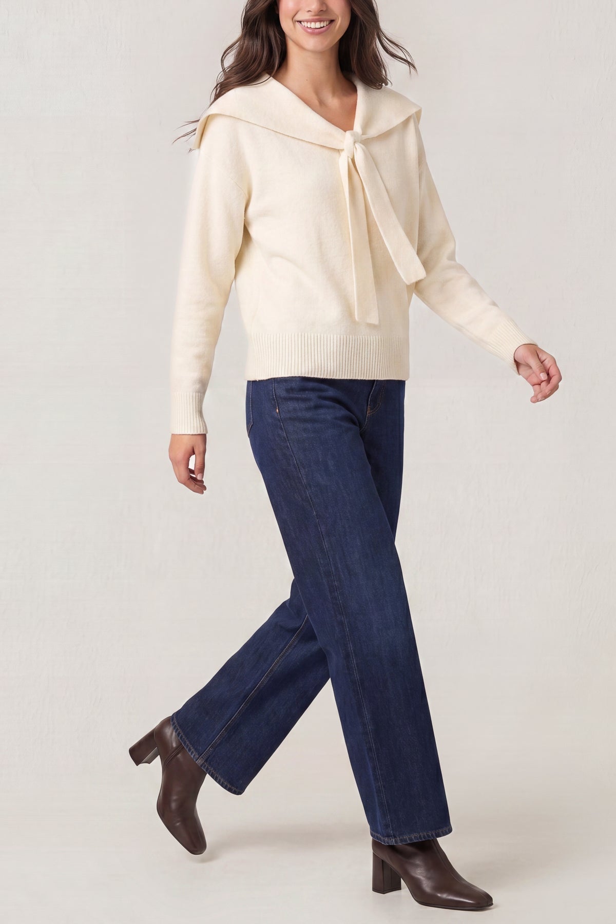 “Aursura “scarf knit cream classic jumper