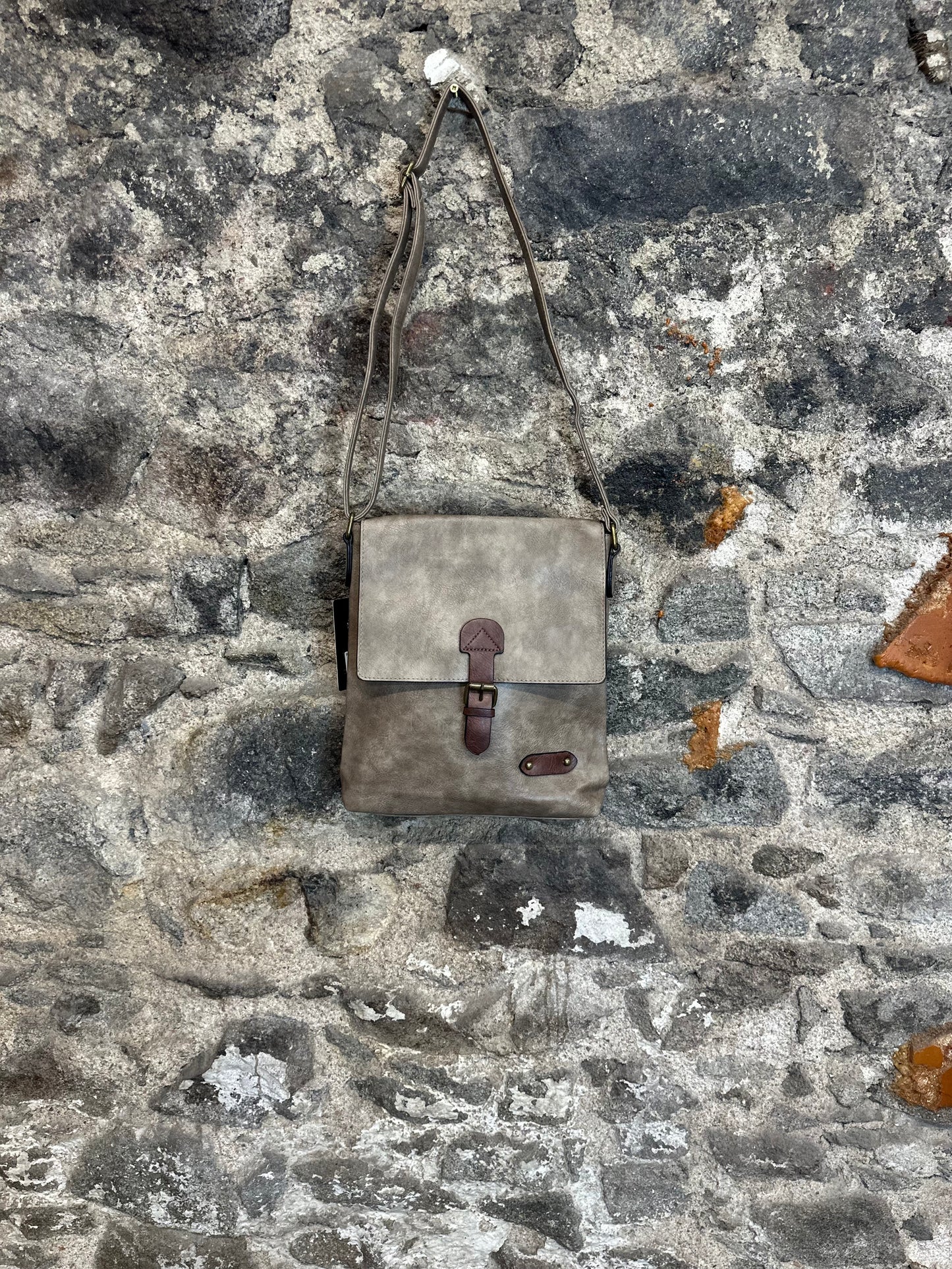 “Maggie “ mocha vegan crossbody satchel