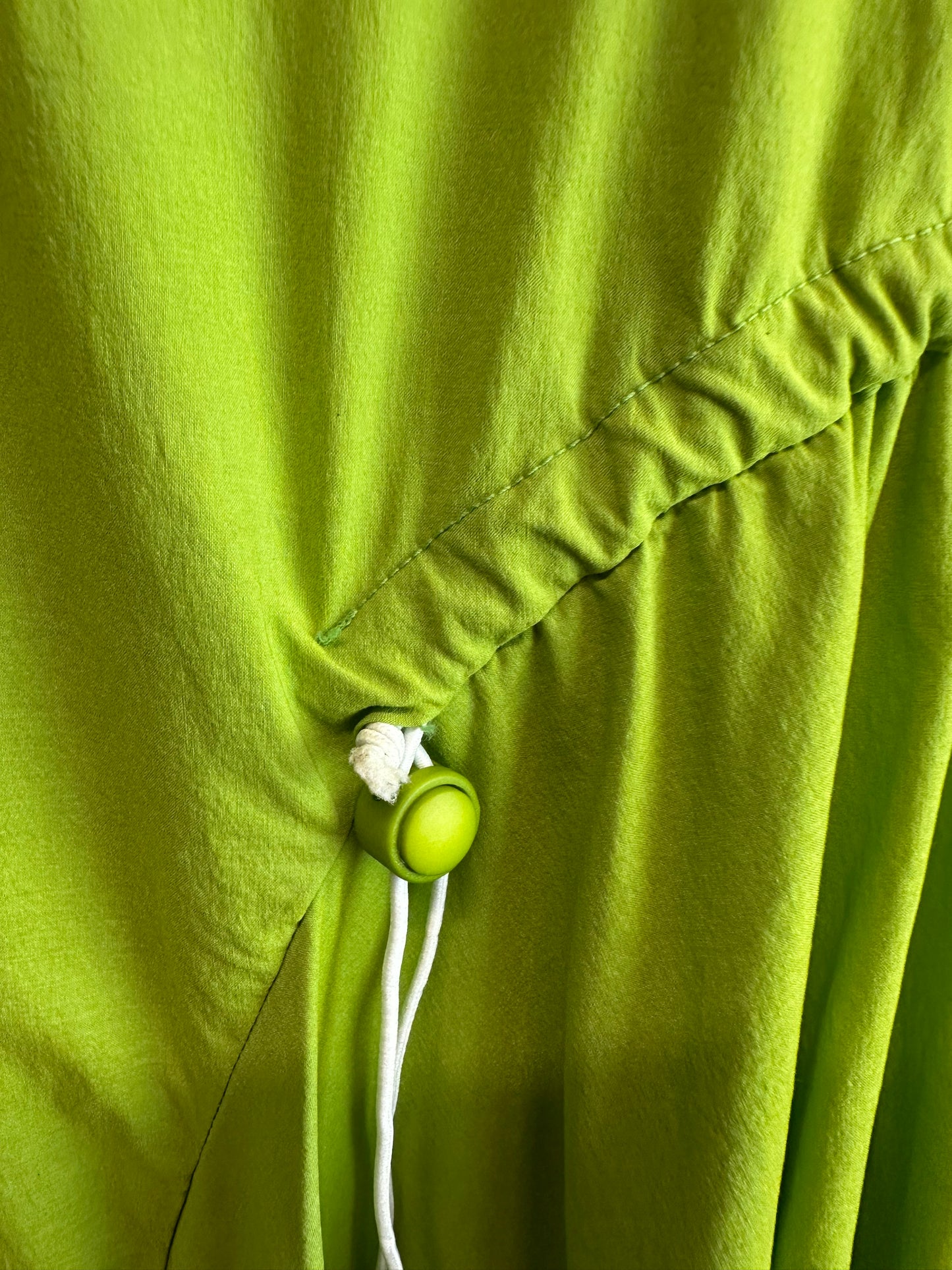 “Perri” apple green Italian asymmetric pull toggle tunic