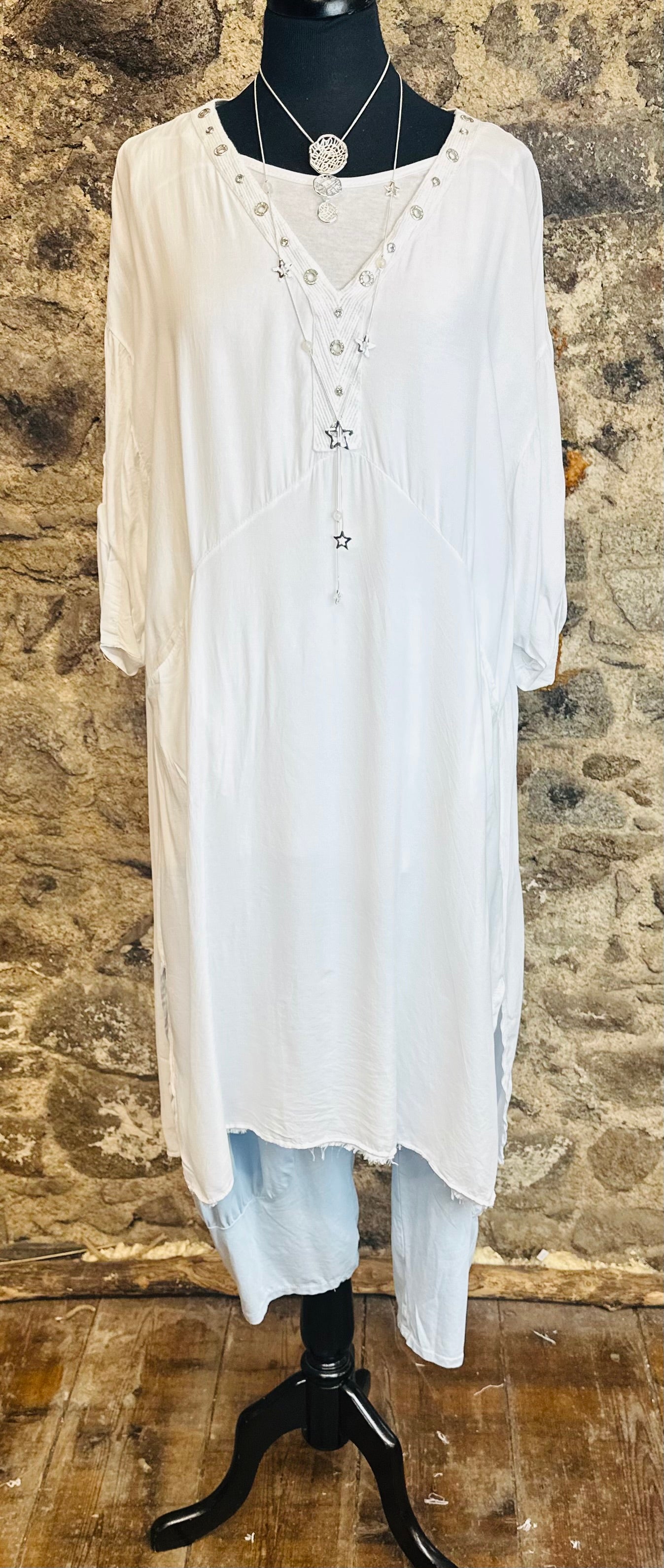 “Marley “ blanco Italian dress tunic