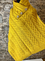 “Betty” Italian Cable knit poncho  saffron
