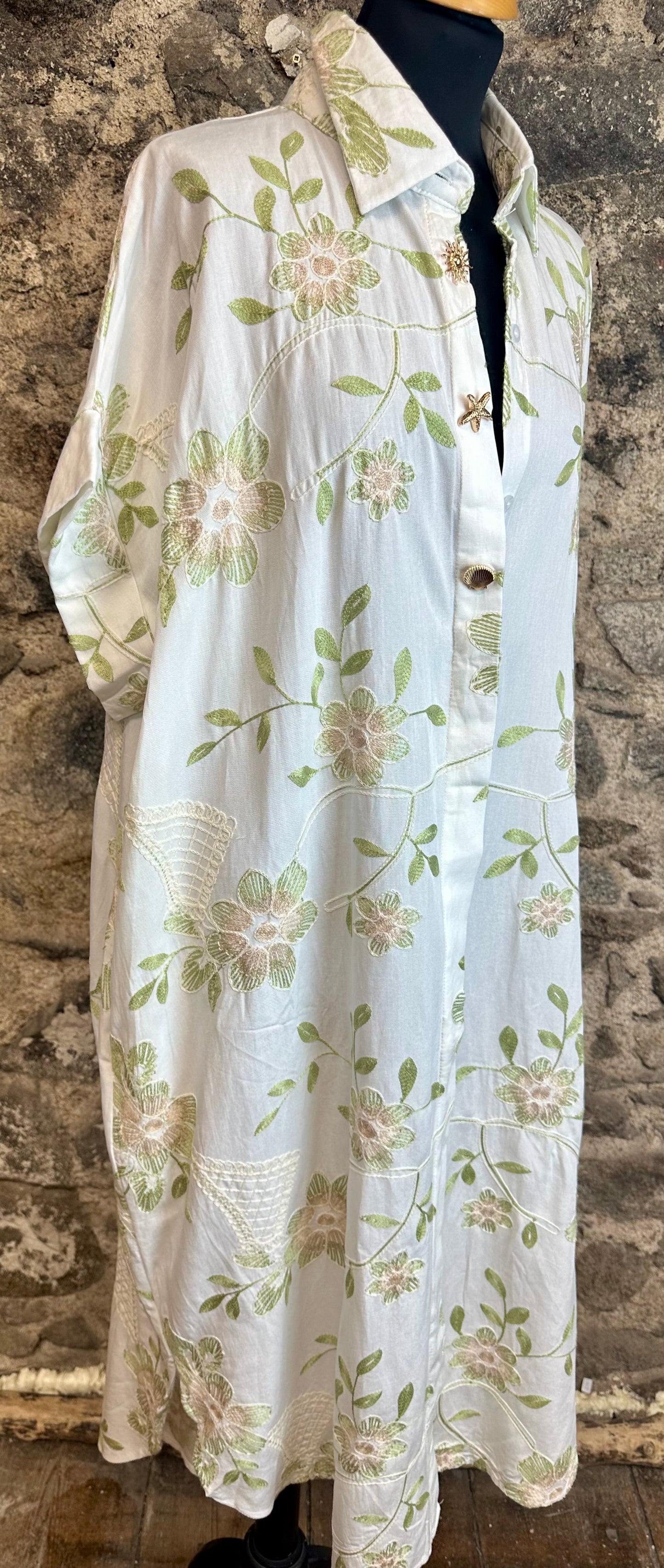“Victoria” embellished embroidered Italian dress shirt