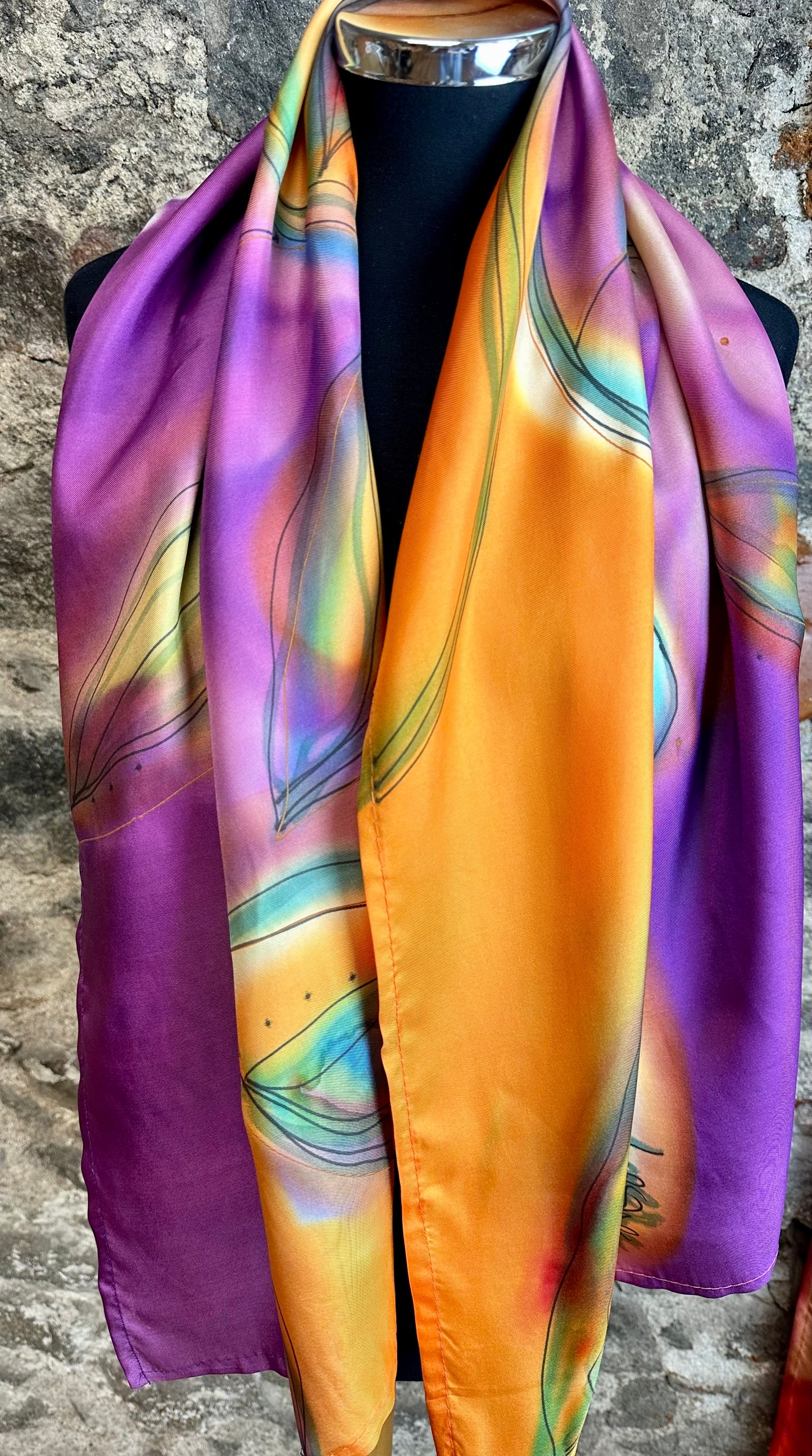 Lorsha Handpainted silk Scarf
