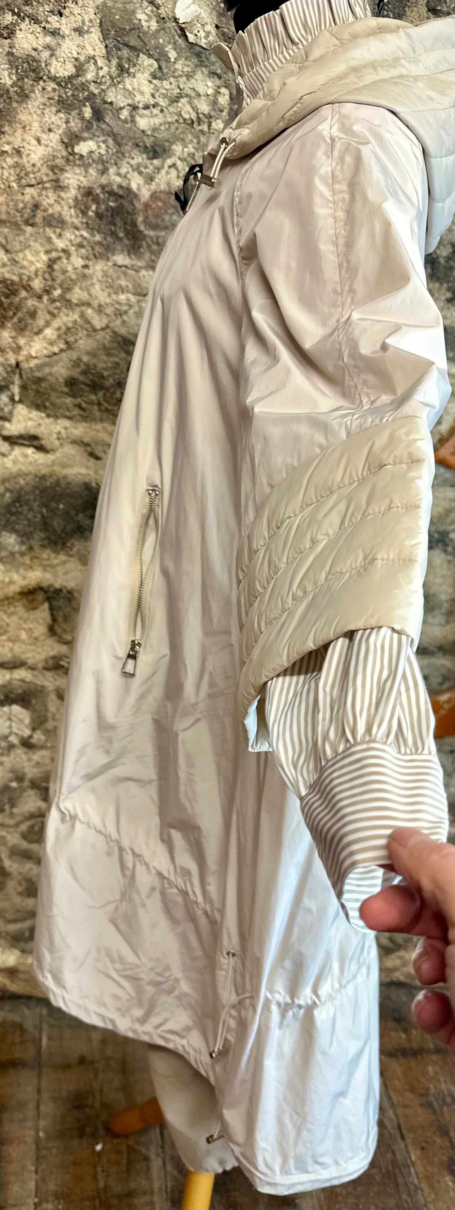 “Tilly “ stone Italian hi lo dress trench coat